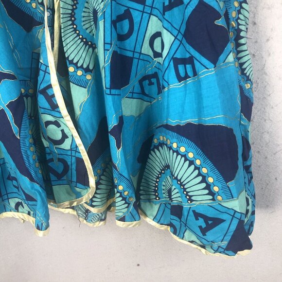 Vintage The African Village Tunic Womens Large Blue Gold Ethnic Tribal Artsy NEW - Picture 12 of 16